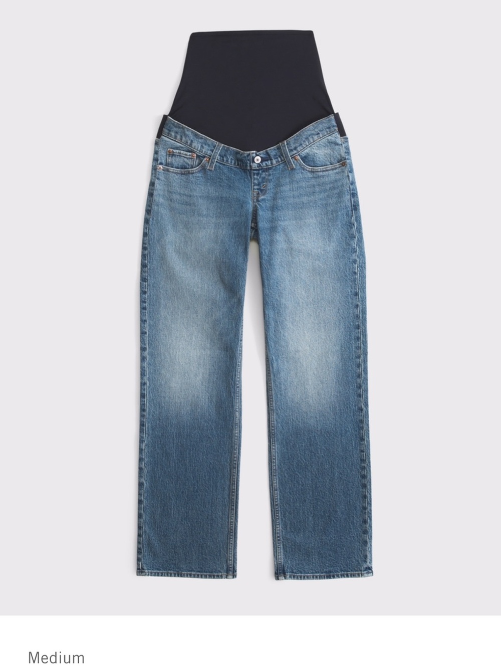 Abercrombie & Fitch Blue Denim Straight-Leg Maternity Jeans with Black Panel